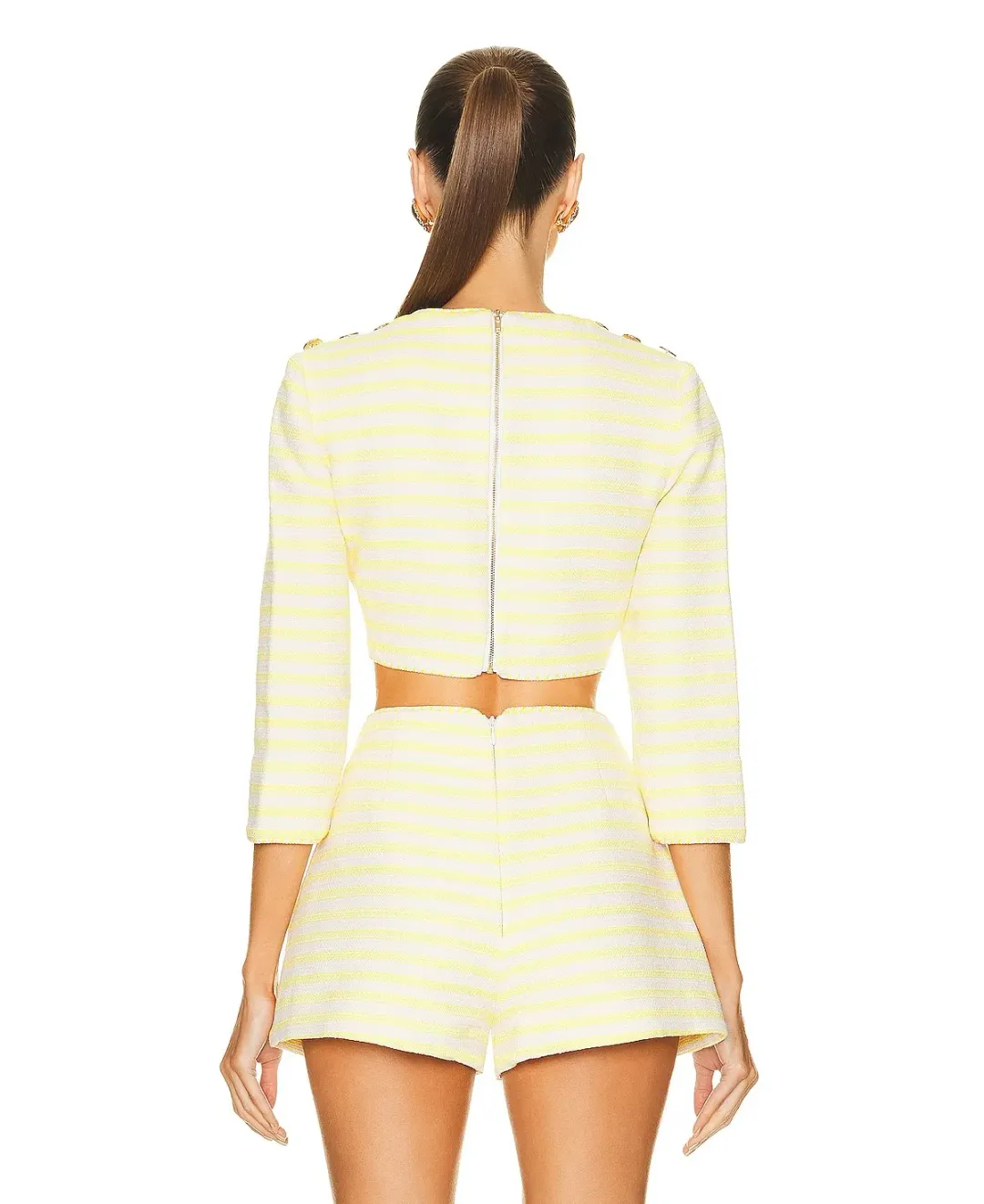 Zimmermann High Tide Crop Bodice Top and Nautical Skort Set Yellow/Cream Stripe Size 0 / AU 8 for rent on The Volte - main image
