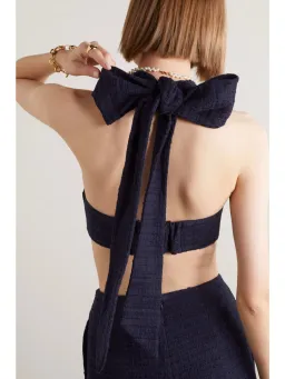 Zimmermann Runway Halter Neck Bodice and High Tide Tweed Short Set in Navy Size 0 / AU 8 for rent on The Volte - image 3