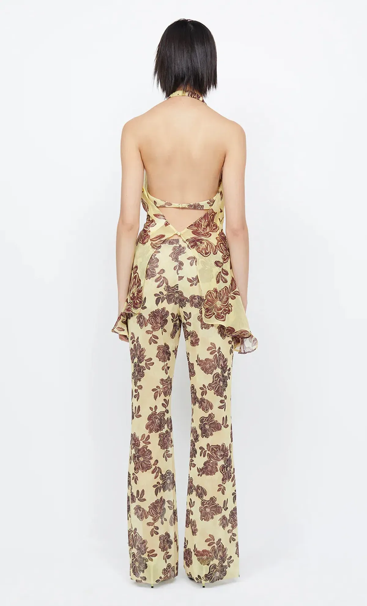 Bec and Bridge Malibu Bay Halter Top & Priya Pants Set Yellow Floral Size 8 for rent on The Volte - main image