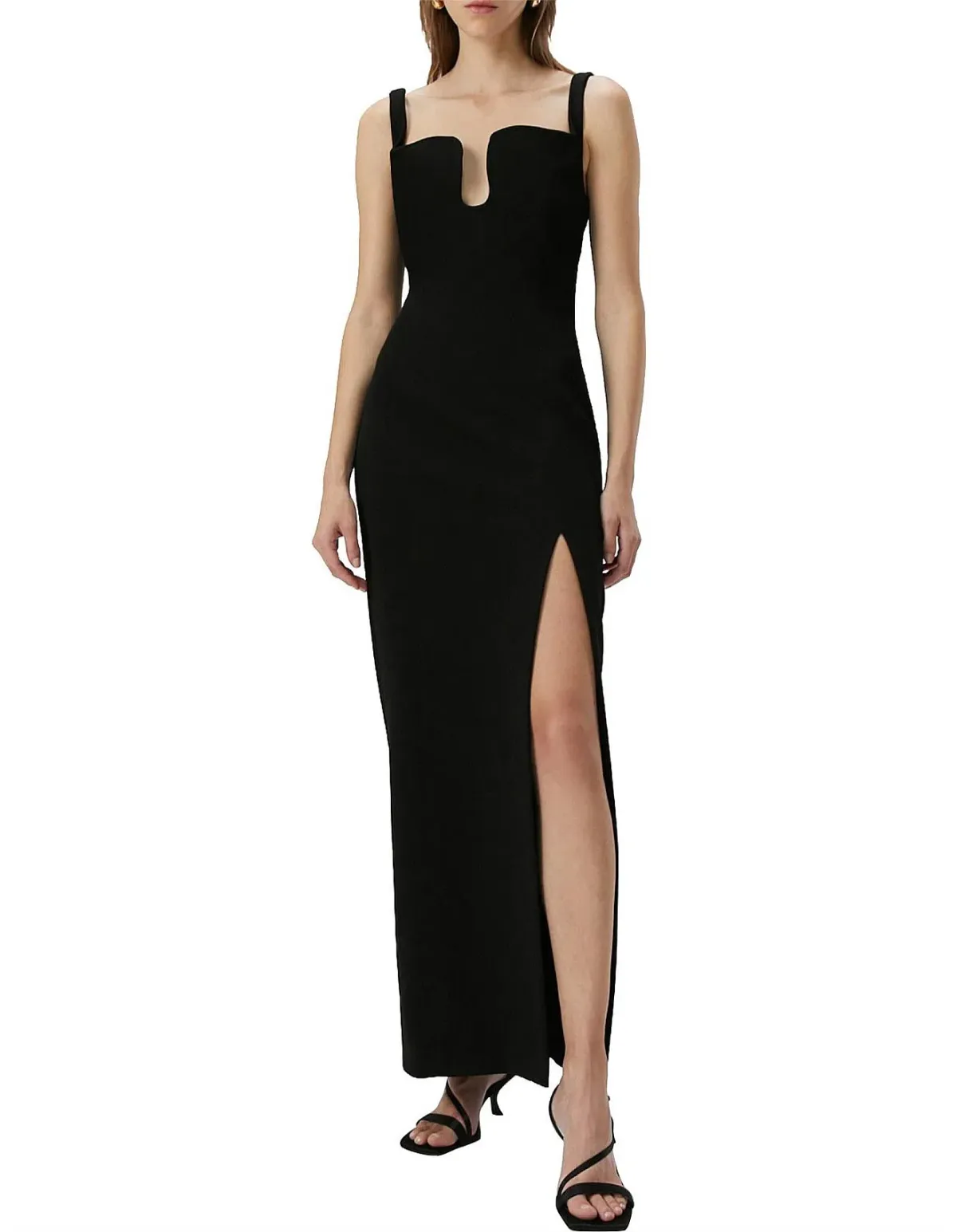 Misha Franka Wave Neckline Maxi Dress Black Size 12/M for rent on The Volte - main image