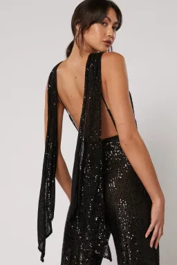 Winona Amara Jumpsuit Black Sequin Size 8 for rent on The Volte - image 3