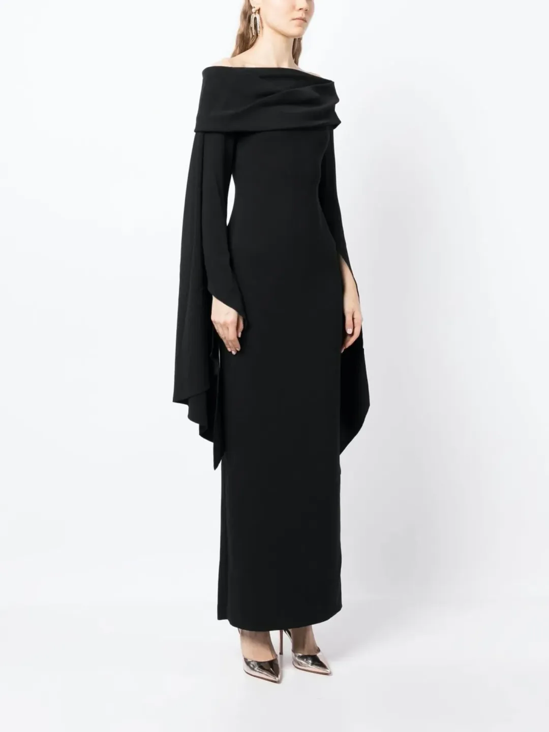 Solace London Arden Off Shoulder Maxi Dress Black Size 10 for rent on The Volte - main image