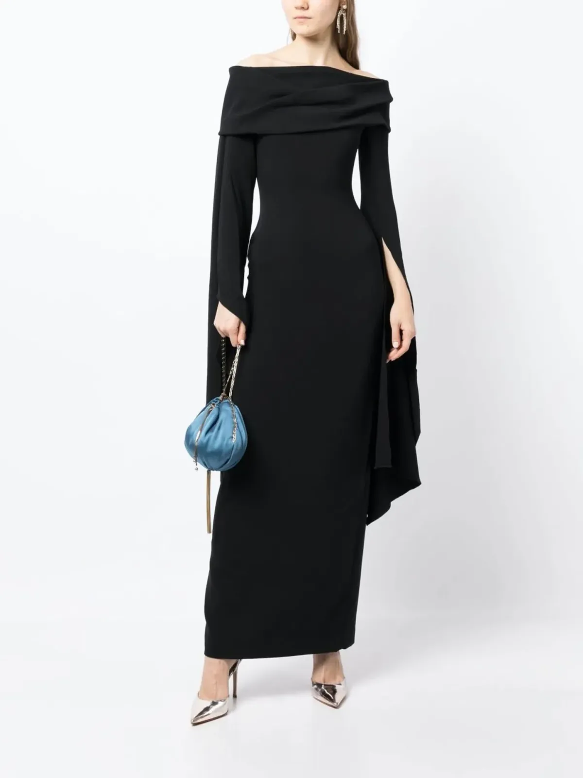 Solace London Arden Off Shoulder Maxi Dress Black Size 10 for rent on The Volte - main image
