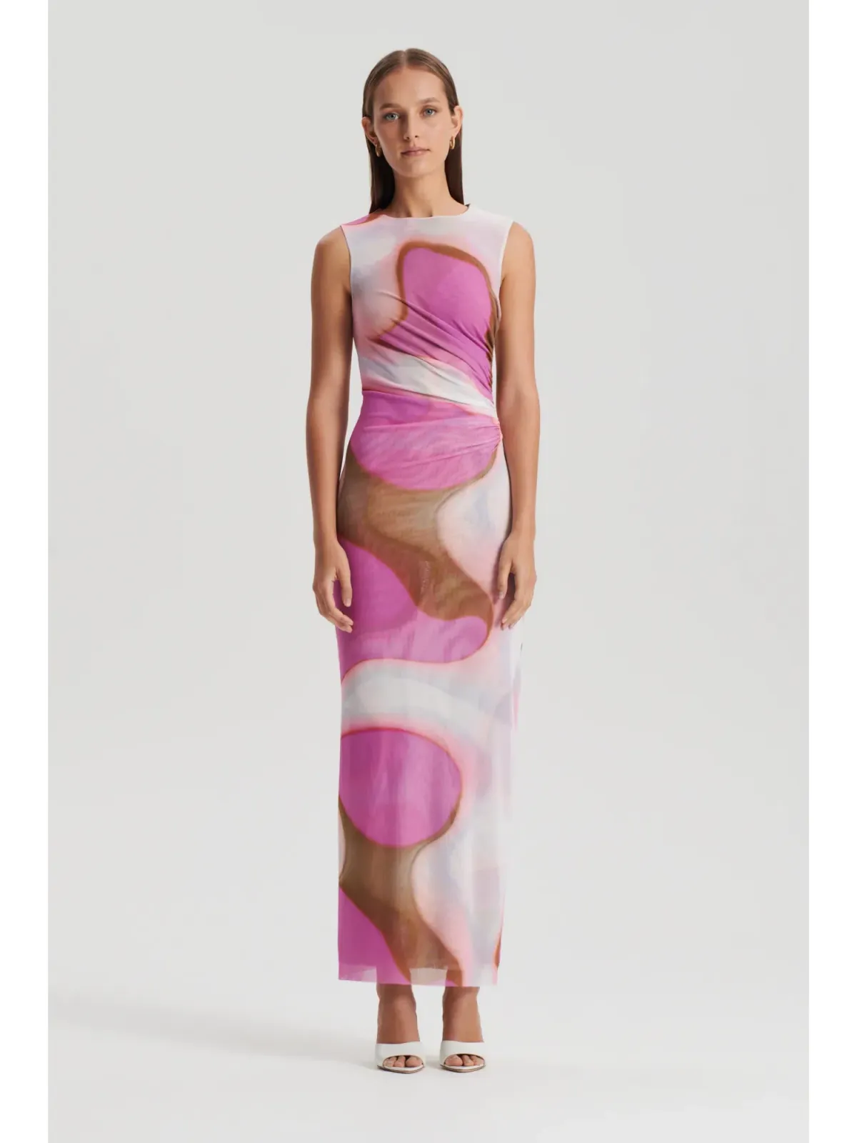 Scanlan Theodore Italian Watercolour Print Dress Pink/Tan Size AU 6 for rent on The Volte - main image