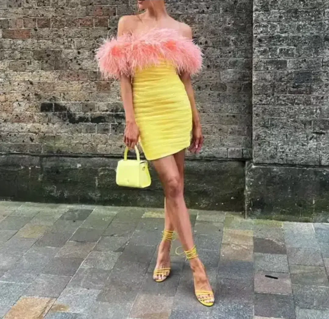 Rachel Gilbert Zion Mini Dress Yellow Size 4/AU14  for rent on The Volte - main image