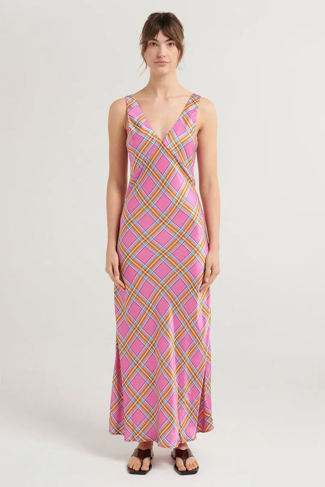 Steele Eadie Maxi Dress  Pink Check Size L/12 for rent on The Volte - main image