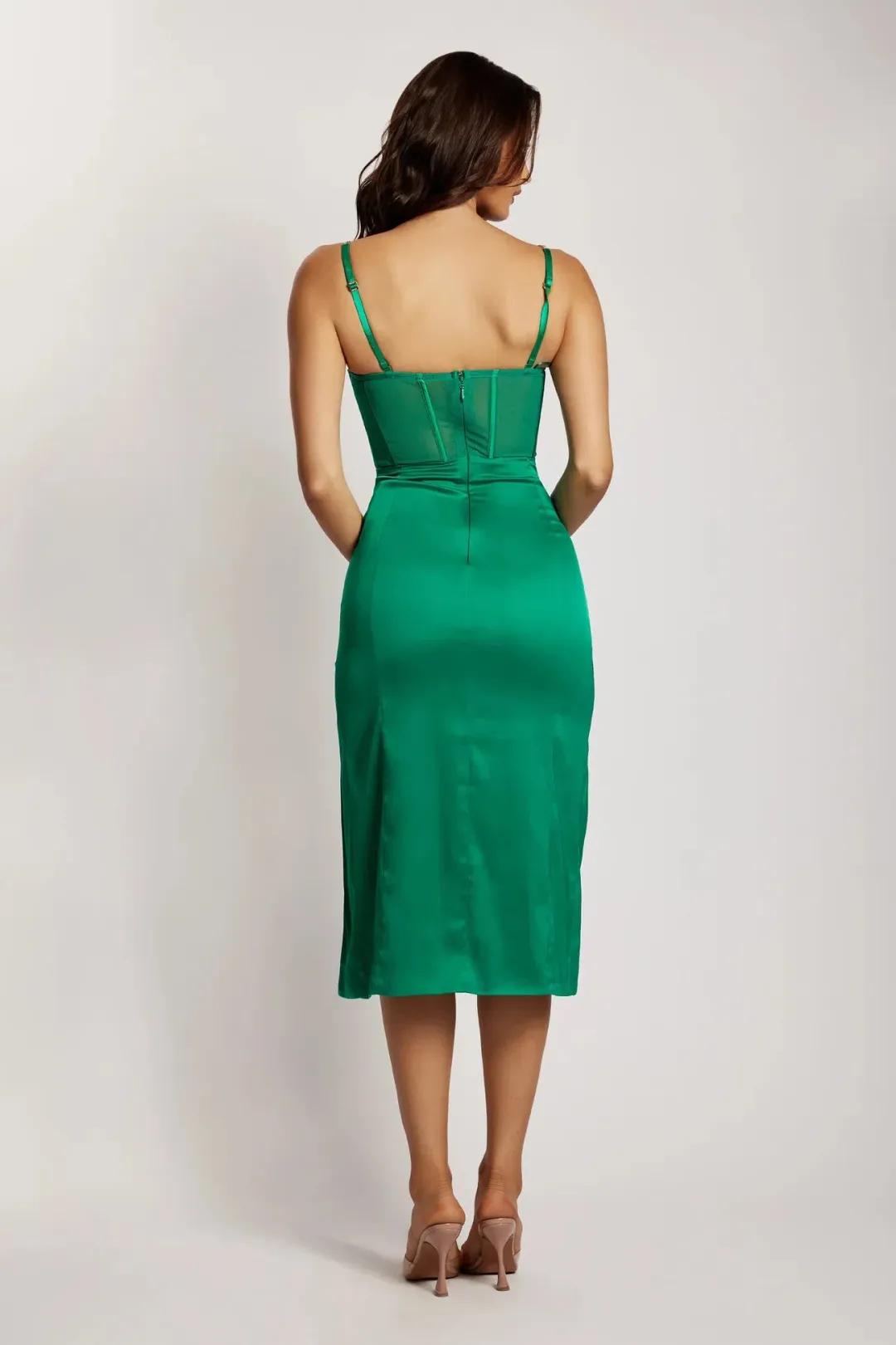 Meshki Chain Strap Side Split Corset Midi Dress Green Size XS/Au 6 for rent on The Volte - main image
