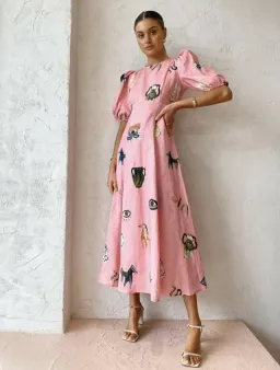 Alemais Cleo Midi Dress Pink Size 8  for rent on The Volte - image 1