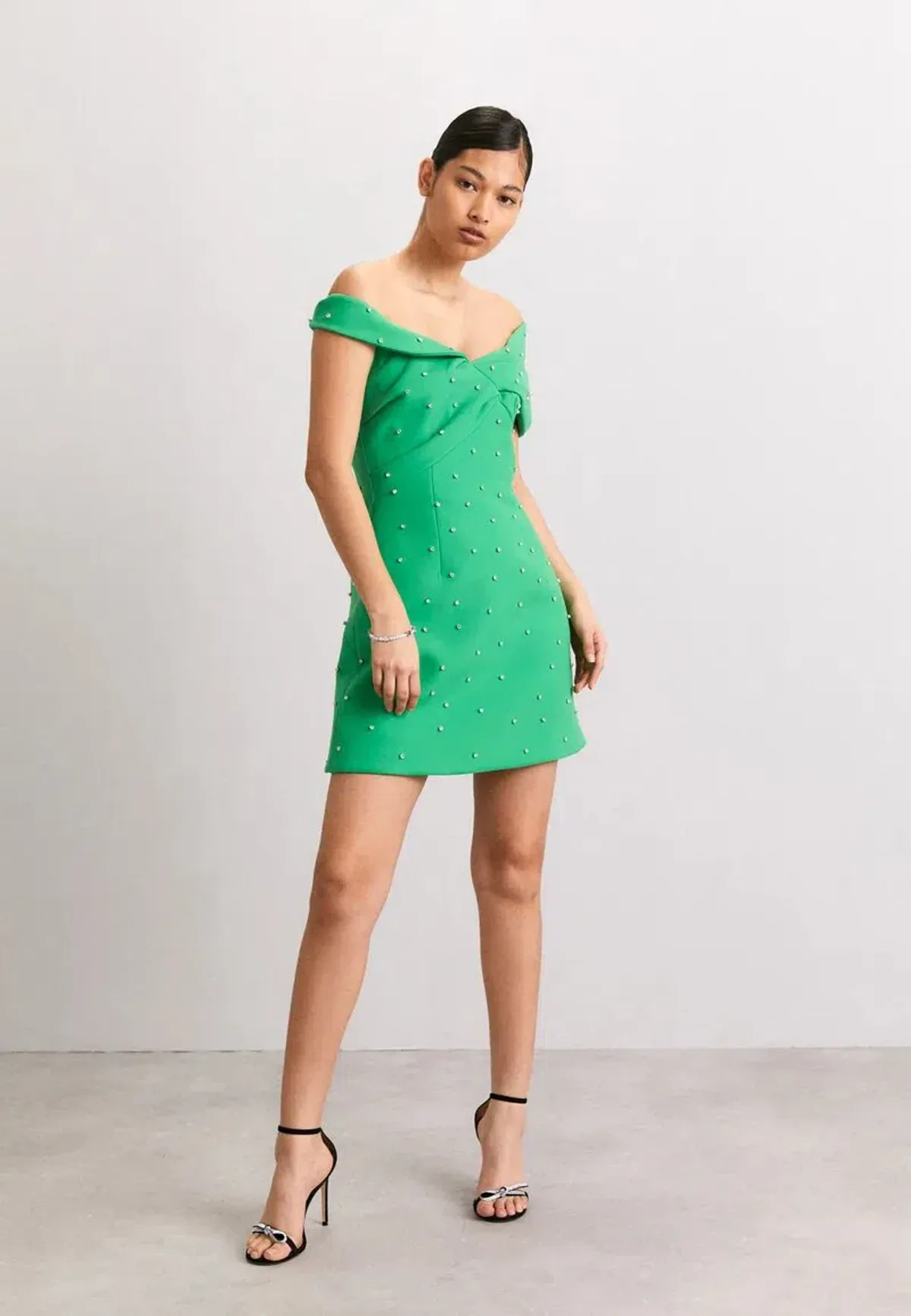 Rachel Gilbert Matteo Beaded Mini Dress Green Size 4/AU14 for rent on The Volte - main image