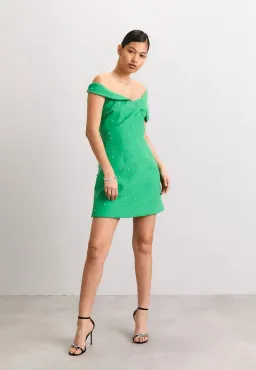Rachel Gilbert Matteo Beaded Mini Dress Green Size 4/AU14 for rent on The Volte - image 1