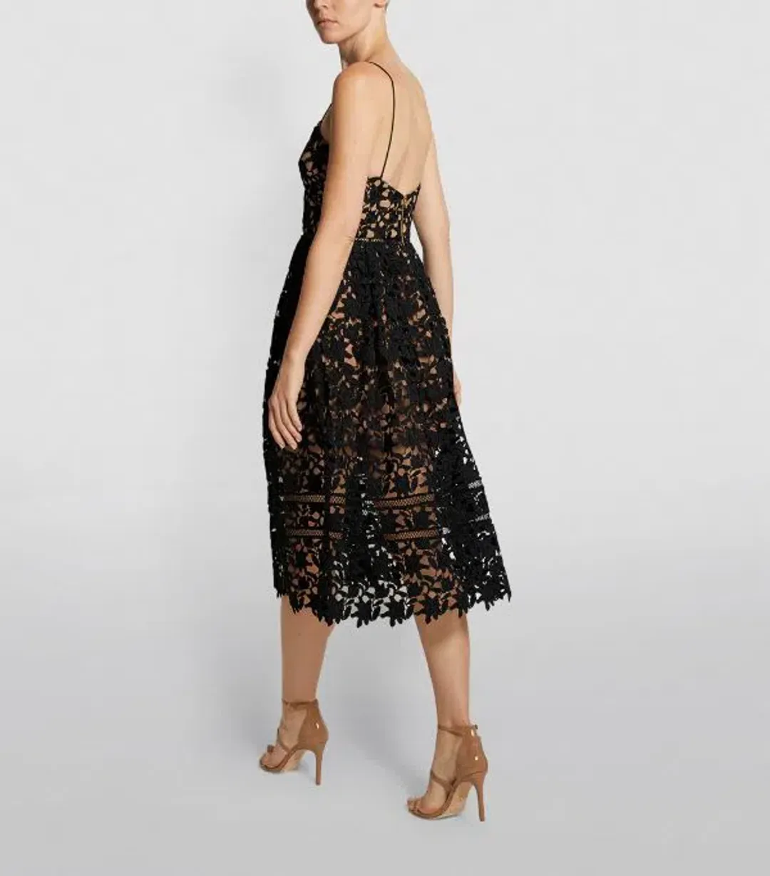 Self-Portrait Black Lace Midi Dress Black Size AU 8 for rent on The Volte - main image