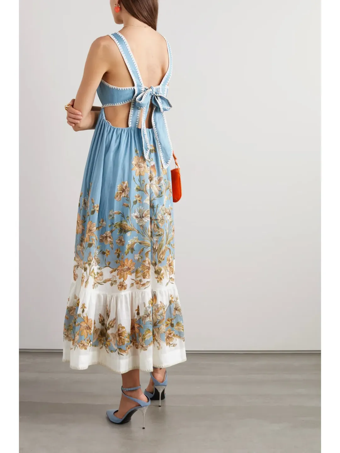 Zimmermann The Chintz Tiered Midi Dress in Blue Daisy Floral Size 1 /AU 10 for rent on The Volte - main image