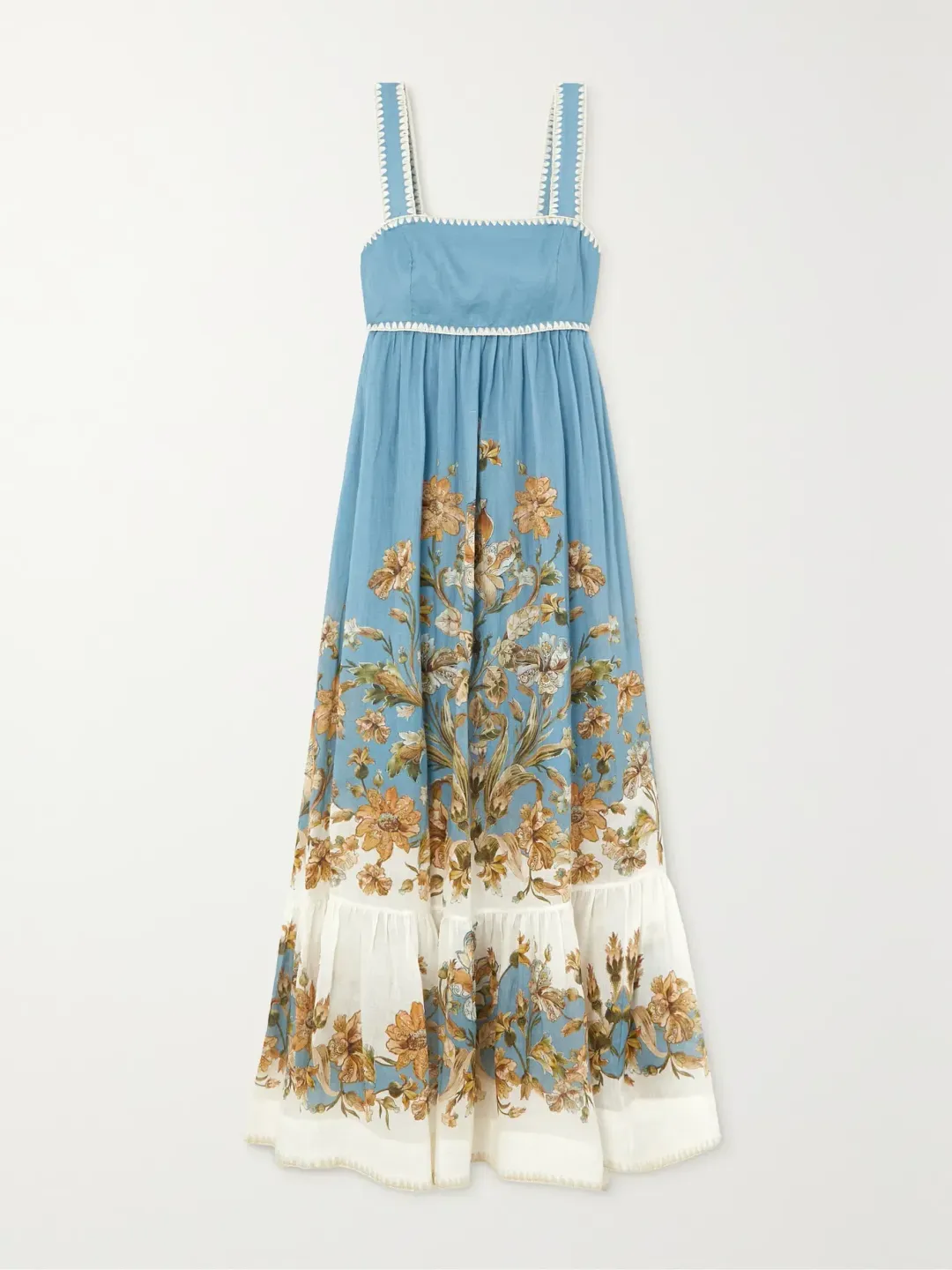 Zimmermann The Chintz Tiered Midi Dress in Blue Daisy Floral Size 1 /AU 10 for rent on The Volte - main image
