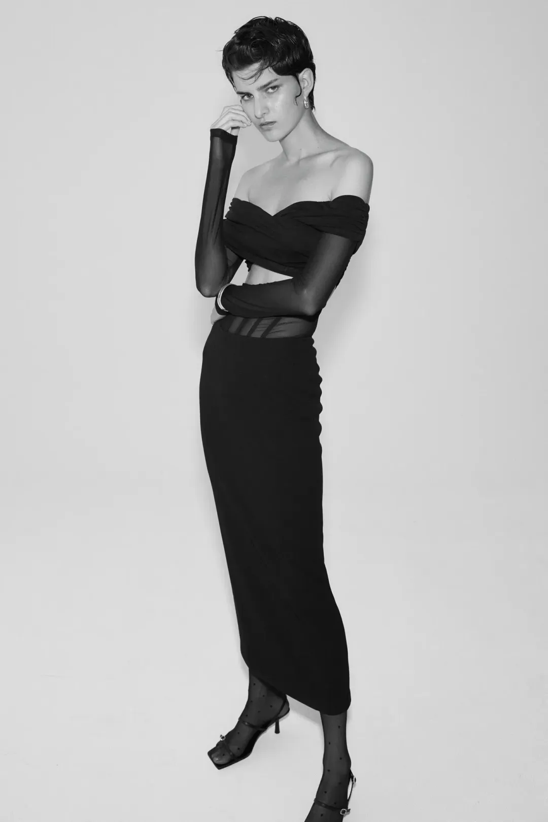 Misha Marceline Bonded Crepe Gown in Black Size 8/S for rent on The Volte - main image