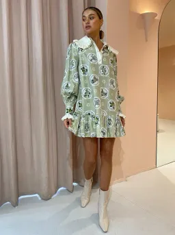 Alemais Sofia Mini Dress in Olive Size 10 for rent on The Volte - image 2