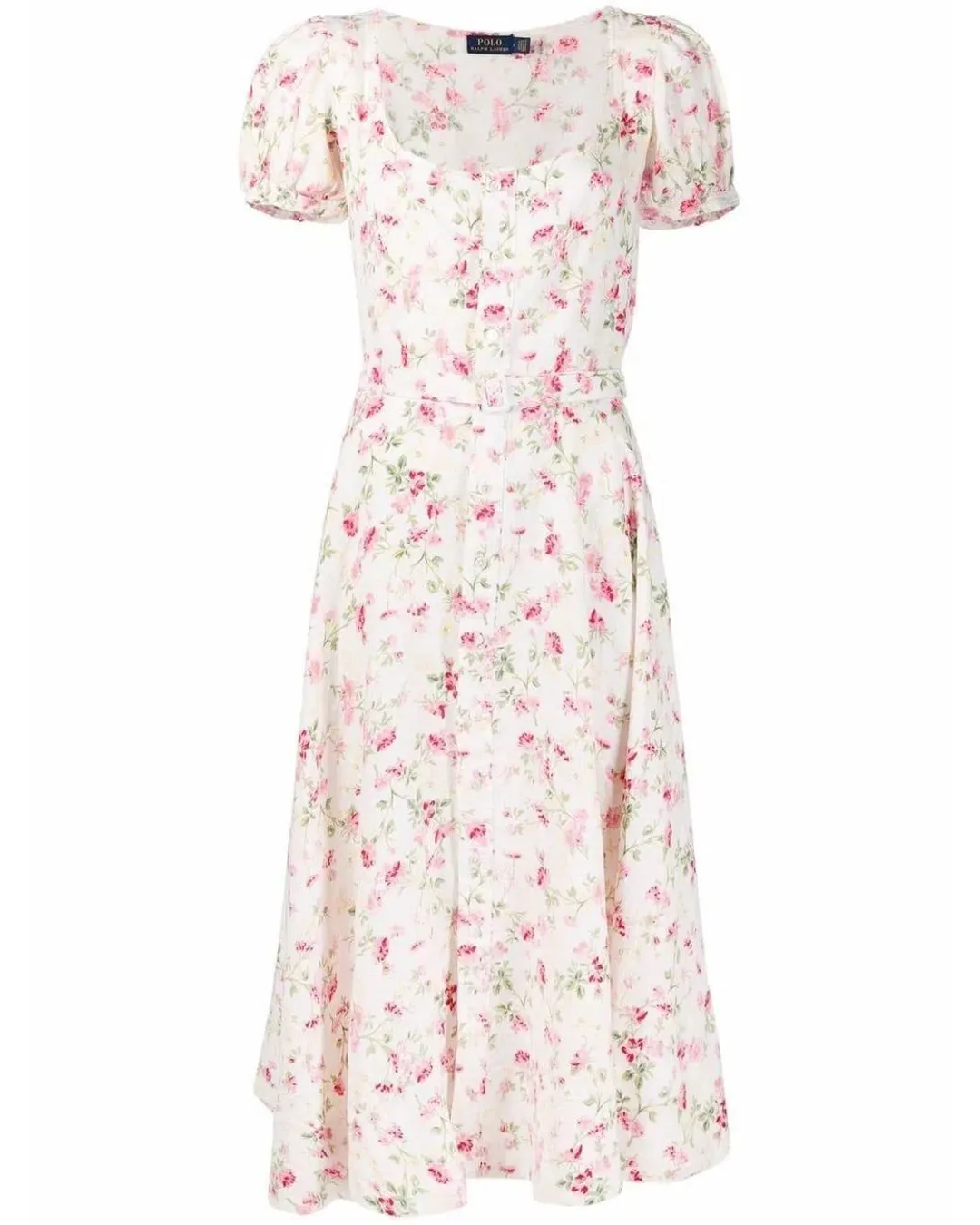 Polo Ralph Lauren Midi Dress Linen Floral Sweet Pea Garden Party Size 0/AU 4 for rent on The Volte - main image