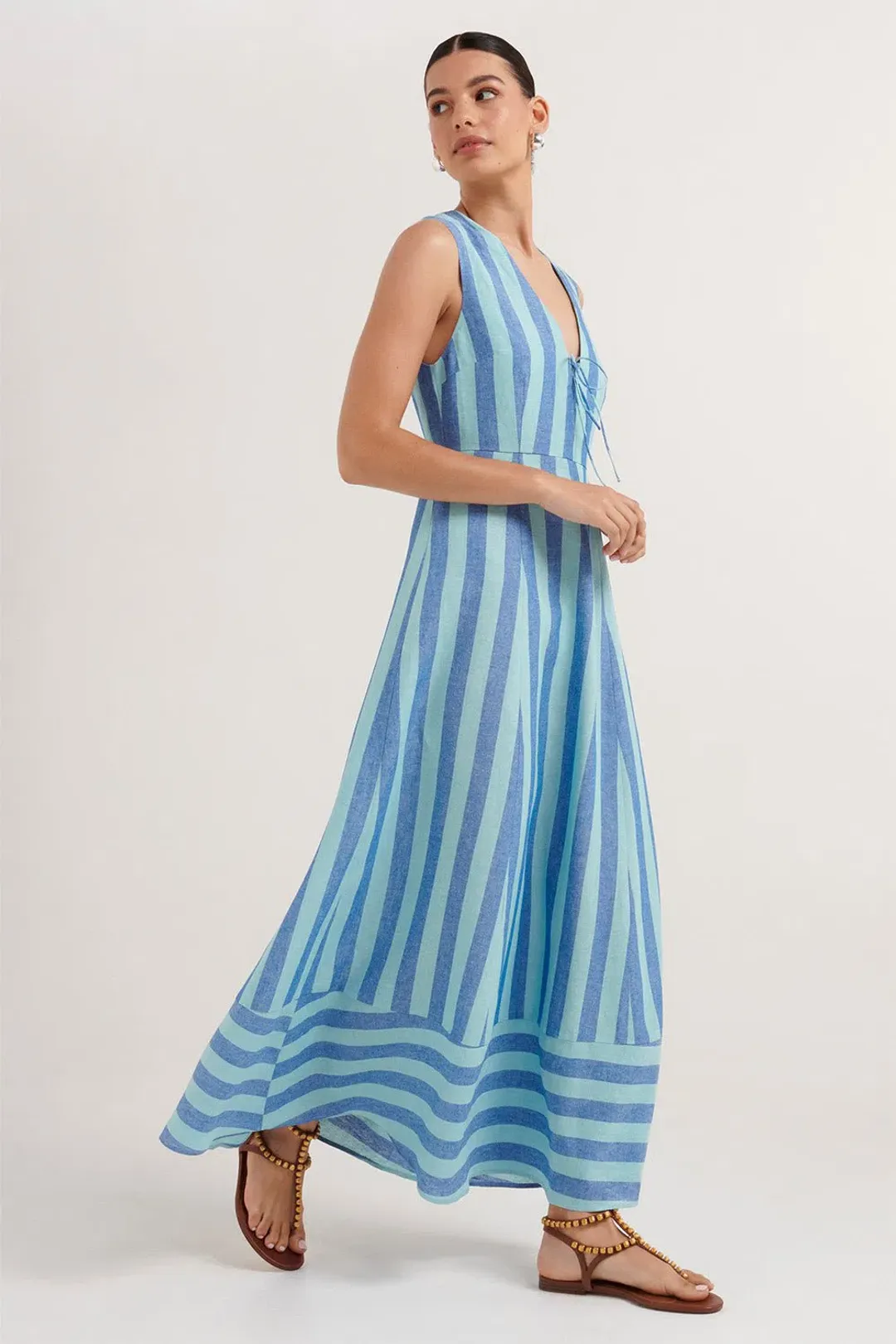 Steele Rumi Dress Lagoon Stripe Size 10  for rent on The Volte - main image