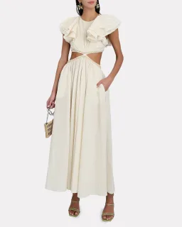 Zimmermann Anneke Cut Out Ruffle Dress Ivory Size 1 / 10 AU for rent on The Volte - image 1