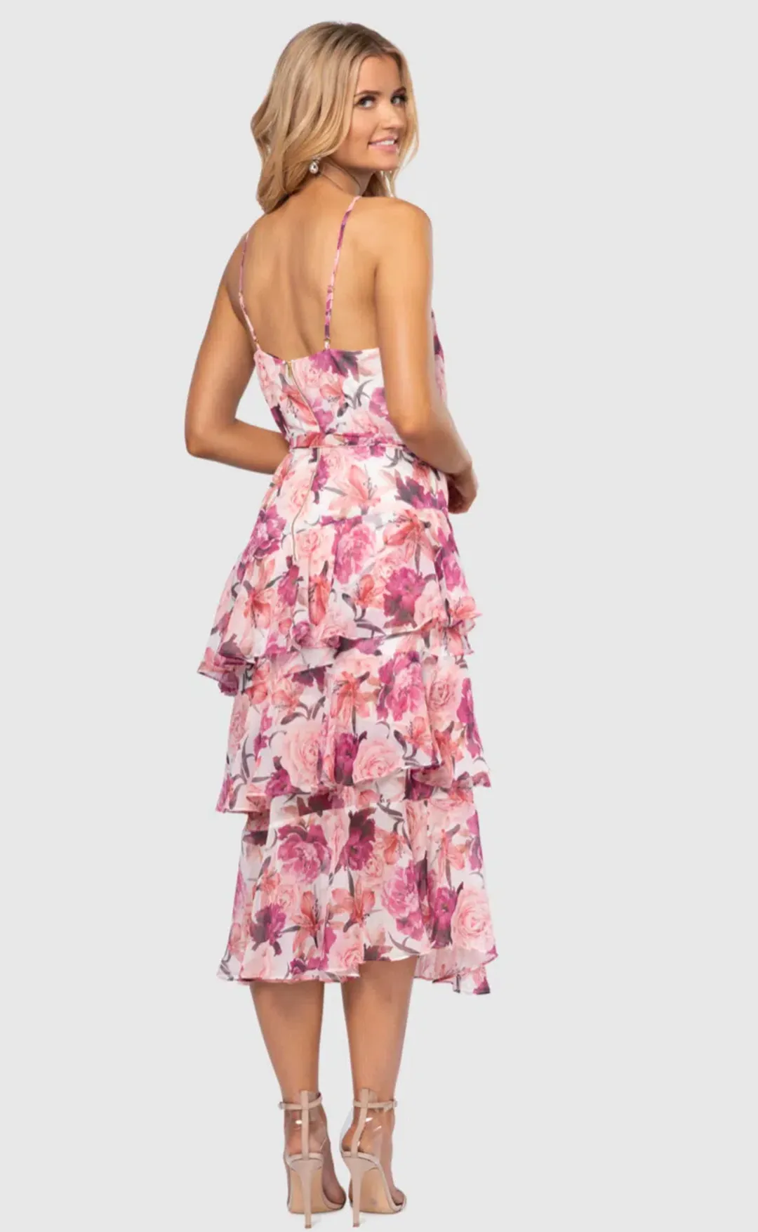 Pilgrim Bambi Midi Dress Pink Floral Size 8 for rent on The Volte - main image