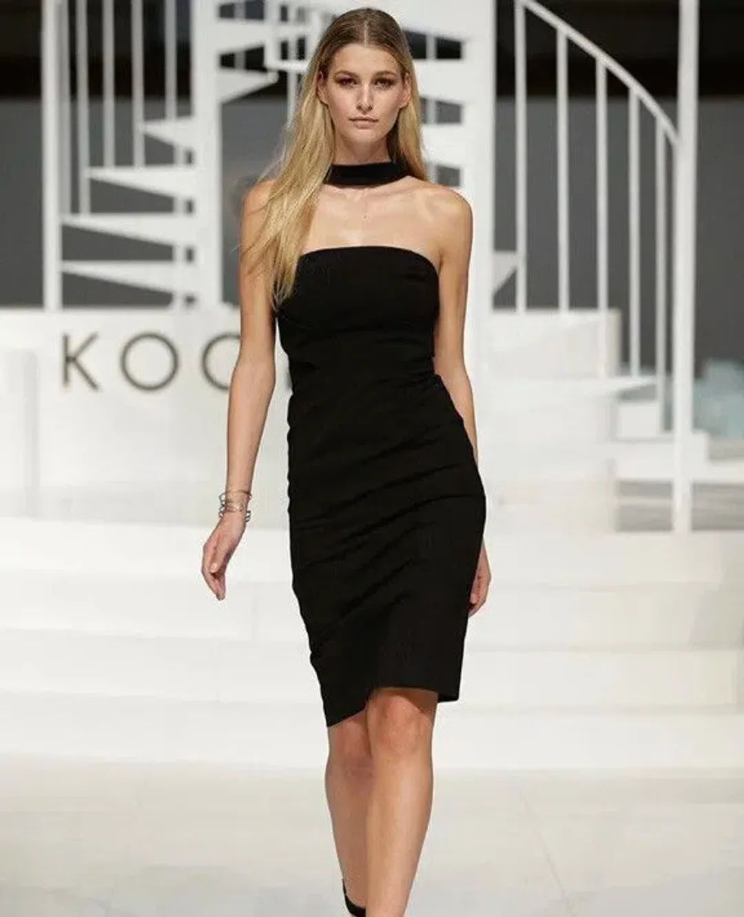 Kookai Bodycon Choker Midi Dress Black Size 1 / AU 6 for rent on The Volte - main image