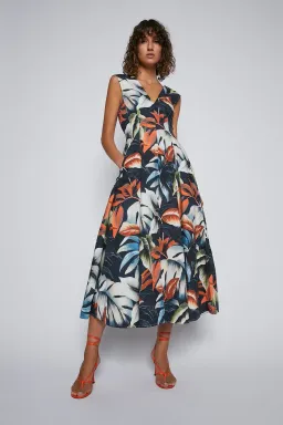 Scanlan Theodore Tropical Print Midi Dress Sienna Size 10 for rent on The Volte - image 1