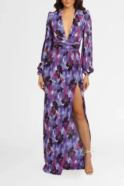 Rebecca Vallance Purple Rain Gown Floral Size 10 for rent on The Volte - image 1