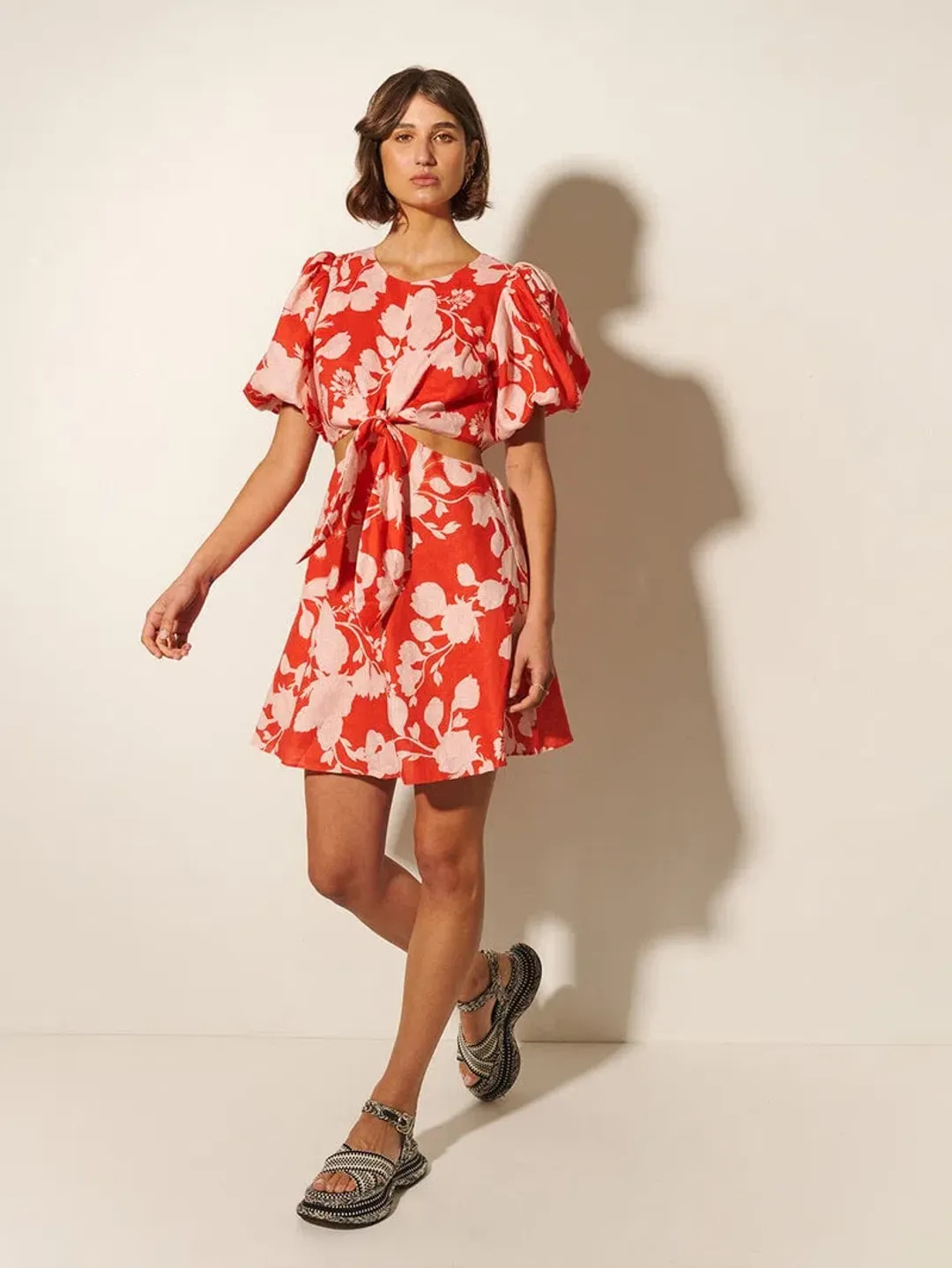 Kivari Delfina Cut Out Mini Dress Floral Size 10 for rent on The Volte - main image
