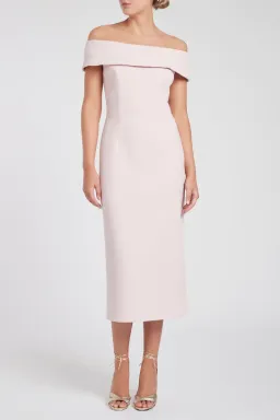 Rebecca Vallance Amore Off The Shoulder Midi Dress Pink Size 6 for rent on The Volte - image 5