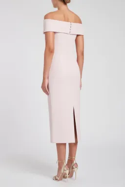 Rebecca Vallance Amore Off The Shoulder Midi Dress Pink Size 6 for rent on The Volte - image 3