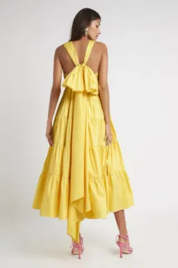 Aje Solstice Tiered Maxi Dress Yellow Size 10 for rent on The Volte - image 4