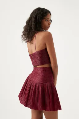 Aje Laurier Wave Cropped Top and Laurier Wave Mini Skirt Set Burgundy Size AU 8 & 10 for rent on The Volte - image 3