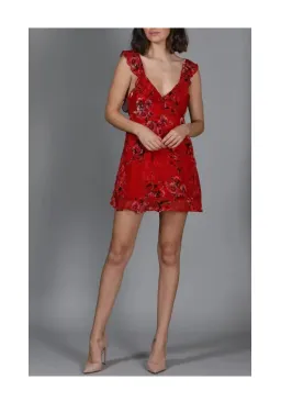 Rat and Boa Romy Mini Dress Red Flora Size 8  for rent on The Volte - image 1