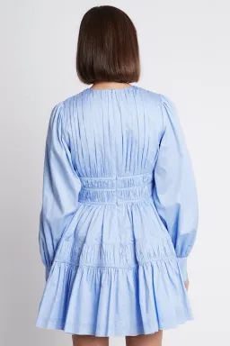 Aje Fallingwater Gathered Mini Dress Powder Blue Size 10  for rent on The Volte - image 3