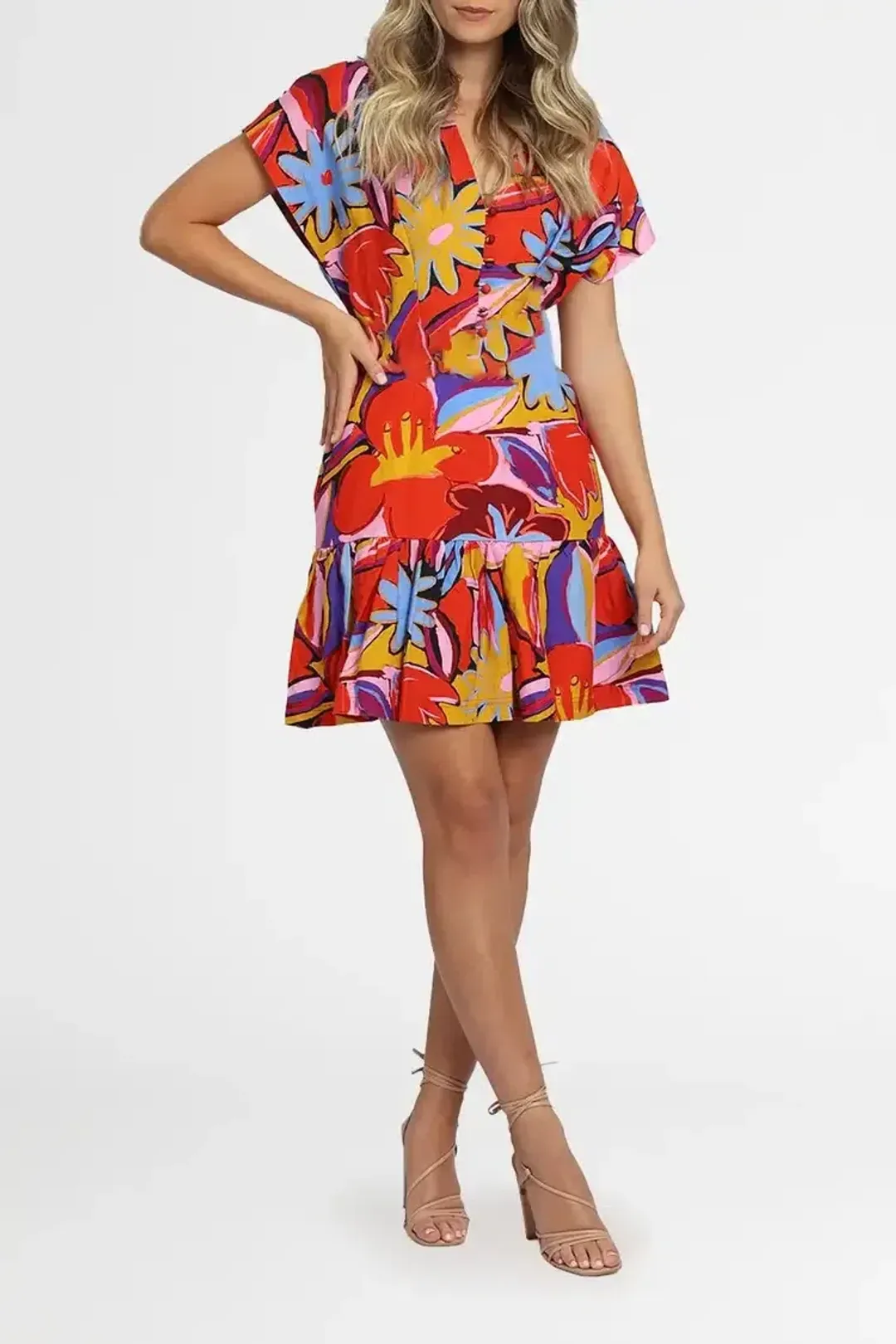 Rebecca Vallance Positano Mini Dress Multi Floral Size 12 for rent on The Volte - main image