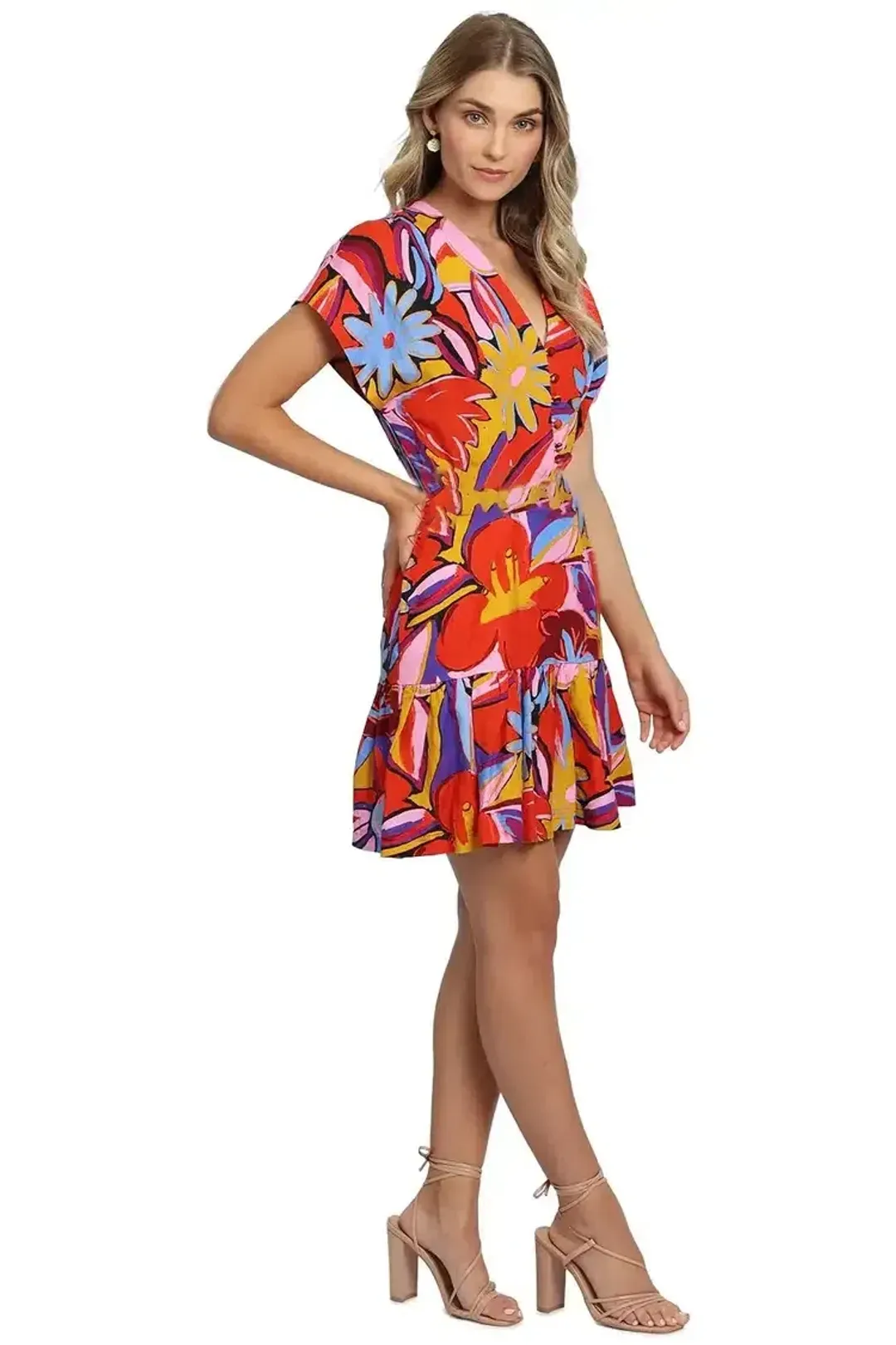 Rebecca Vallance Positano Mini Dress Multi Floral Size 8 for rent on The Volte - main image