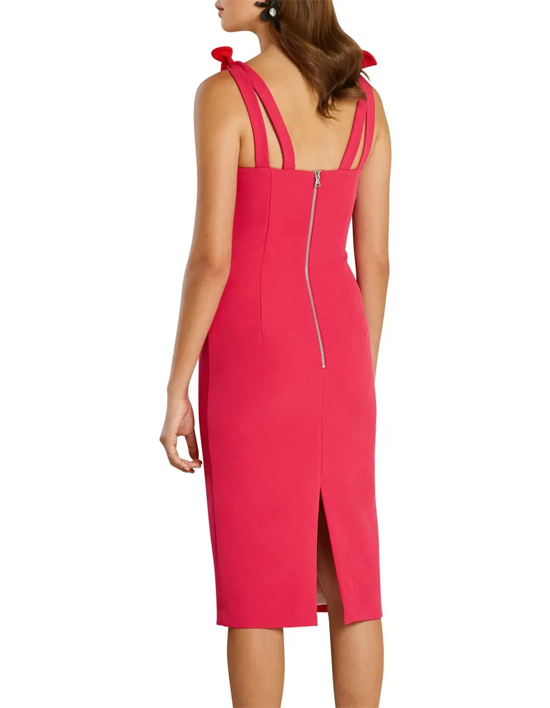 By Johnny V Neck Bow Shoulder Dress Pink Size AU 14 for rent on The Volte - main image