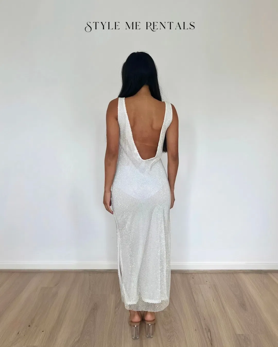 SLA the Label Gigi Diamanté Midi Dress White Size XS / AU 6 for rent on The Volte - main image