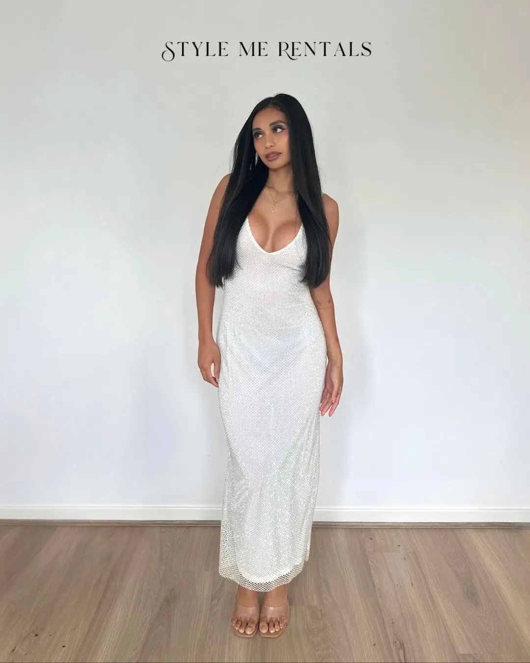 SLA the Label Gigi Diamanté Midi Dress White Size XS / AU 6 for rent on The Volte - main image