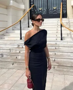 Dissh Cass Linen Asym Midi Dress Black Size 10 for rent on The Volte - image 6