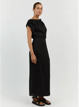 Dissh Cass Linen Asym Midi Dress Black Size 10 for rent on The Volte - image 4