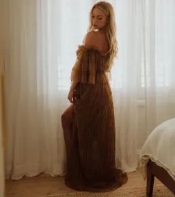 We Are Reclamation Chiffon Delight Gown in Caramel Size 16 for rent on The Volte - image 2