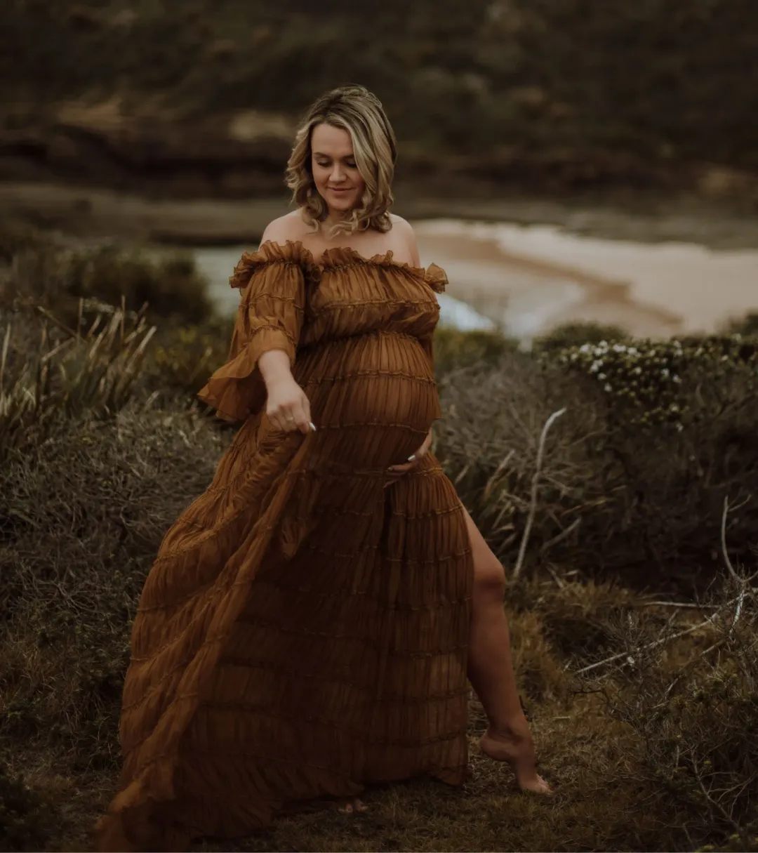 We Are Reclamation Chiffon Delight Gown in Caramel Size 16 for rent on The Volte - main image