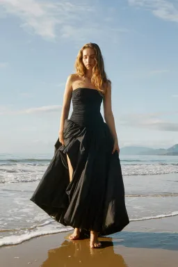 Aje Violette Bubble Hem Maxi Dress Black Size 8  for rent on The Volte - image 1