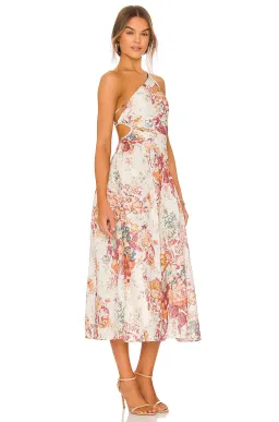 Zimmermann Pattie Cutout Open Back Linen Midi Dress in Cream Floral Size 0 for rent on The Volte - image 2