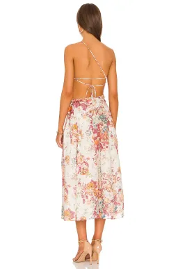 Zimmermann Pattie Cutout Open Back Linen Midi Dress in Cream Floral Size 0 for rent on The Volte - image 3