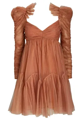 Zimmermann Tulle Ruched Mini Dress in Lipstick Size 2 / AU 12  for rent on The Volte - image 4