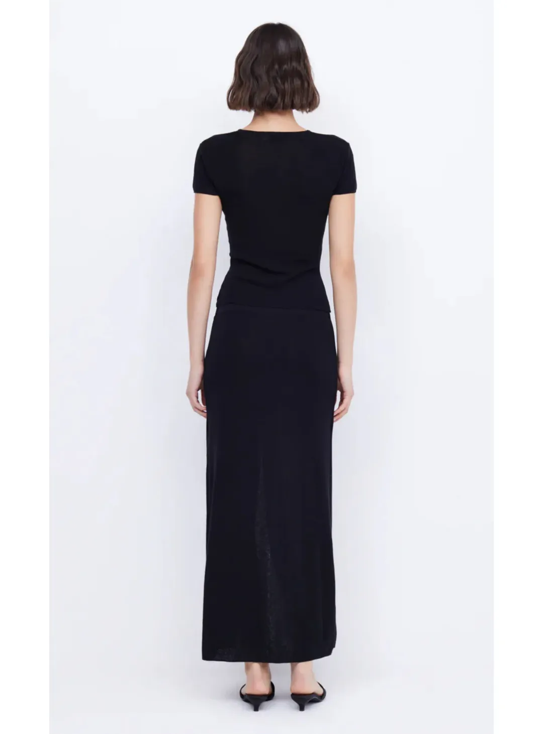 Bec & Bridge Caspian Knit Maxi Skirt Black Size AU 6 for rent on The Volte - main image