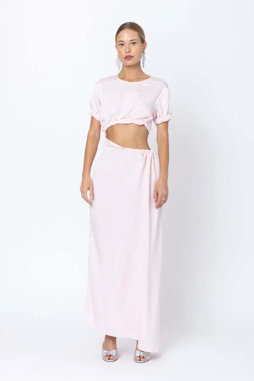 Christopher Esber Rolled Shirt Dress Baby Pink Size 6 for rent on The Volte - main image