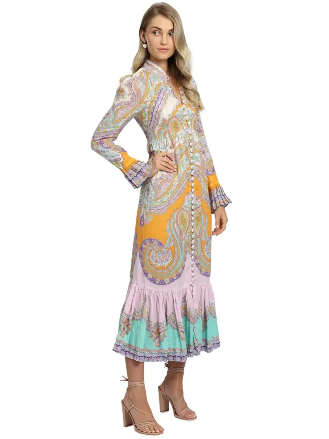 Zimmerman Lola Paisley Dress in Multi Print Size 1 / AU 10 for rent on The Volte - main image
