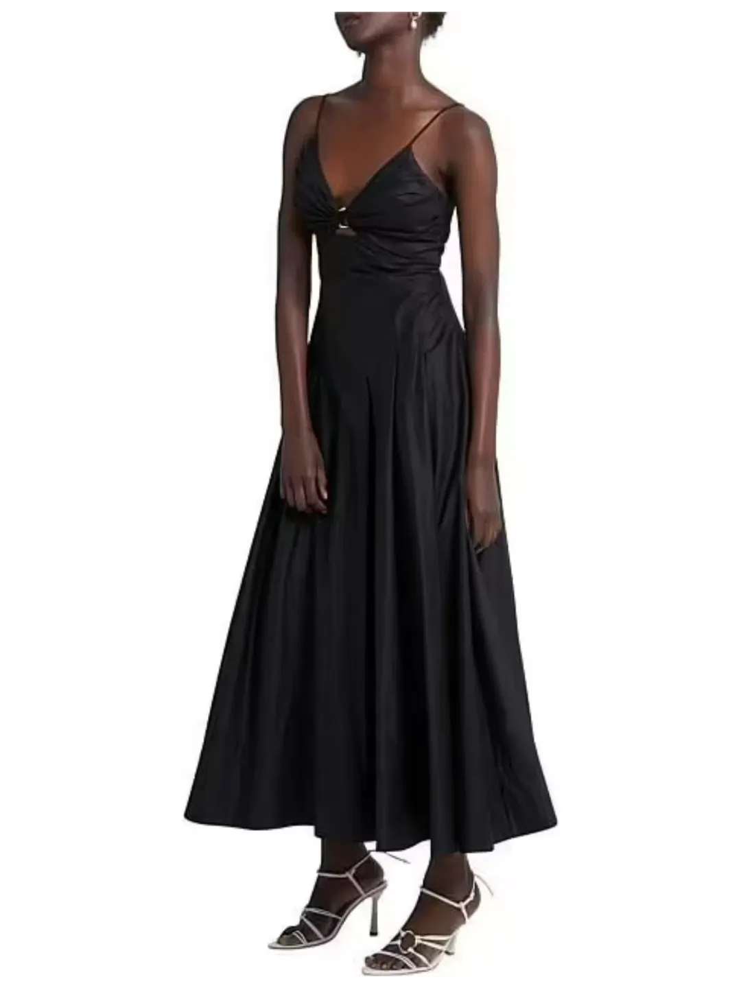 Aje Solstice Strappy Ring Midi Dress Black Size AU 8  for rent on The Volte - main image